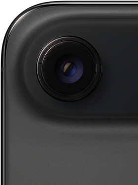 iPhone Air, Rückseite, Farbe Space Black, obere gerundete Ecke, Fusion Kamera-System mit einem Objektiv